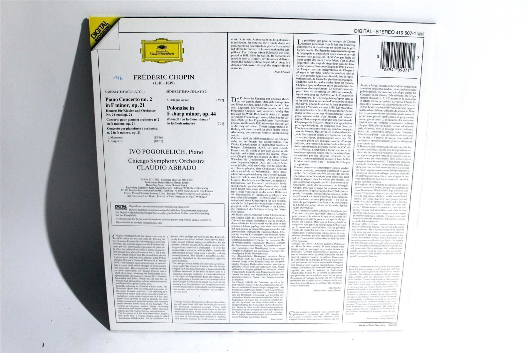 CD: FREDERIC CHOPIN: Klavierkonzerte No. 2 – Usato da Bern venduto da kultiges 6