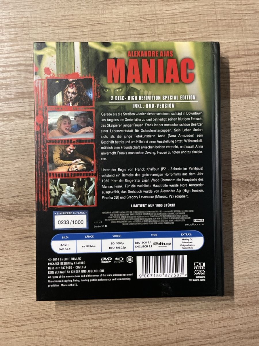 Tutti i DVDs: Maniac (2012) BluRay Mediabook – Usato da Hagendorn venduto da masterchieff 1