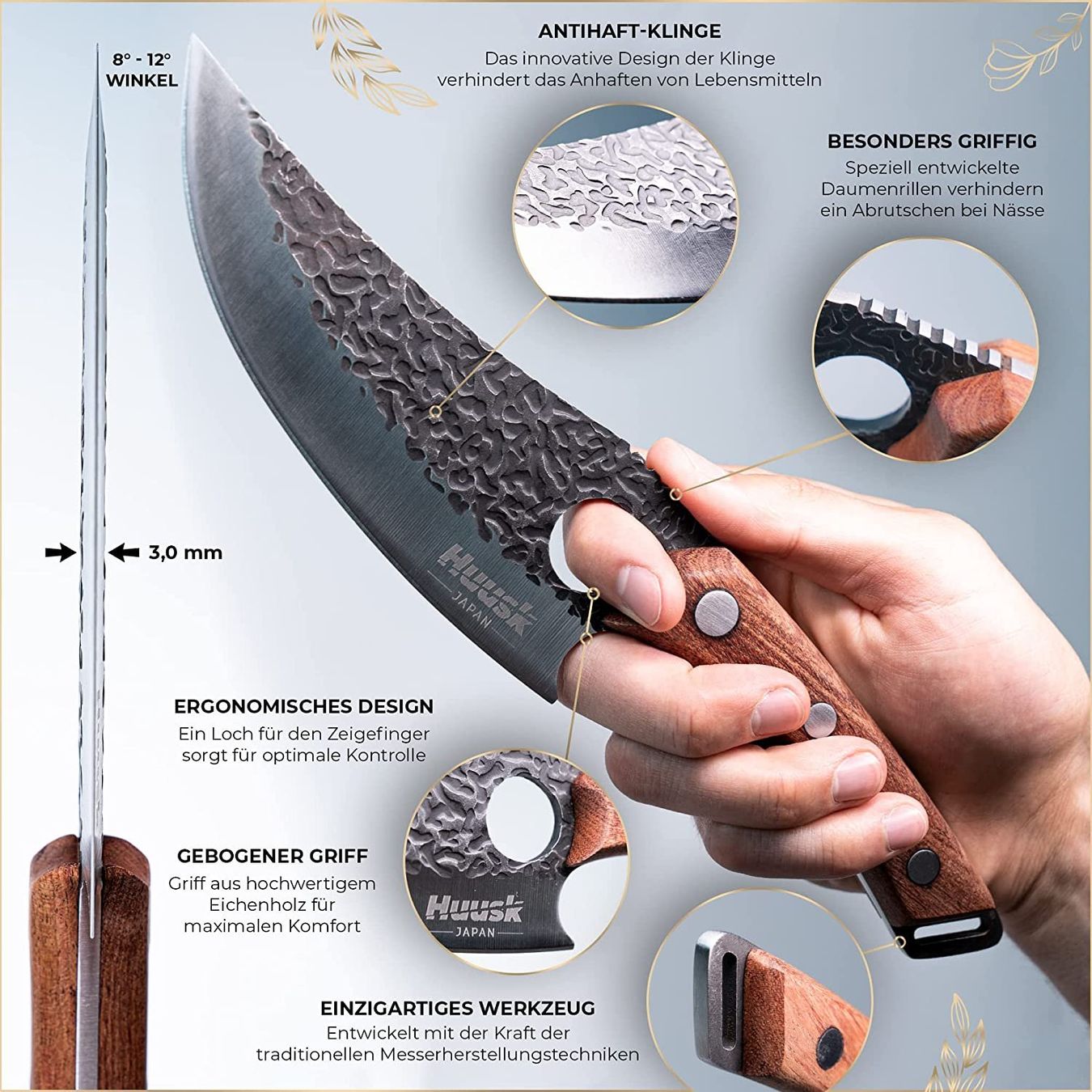 Küchenmesser: Profi Kochmesser Holz Griff Messer Kochen Camping – Neu und originalverpackt aus Hundwil von Mr.Wong 3
