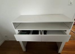 Konsolentisch weiss mit zwei Schubladen ausziehbar