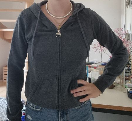 Damen Hoodie Reissverschluss Grau Grösse XS guter Zustand
