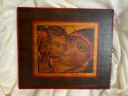 Ikone Gottesmutter mit kind 20x17,5 hanbemalt mit Blattgold