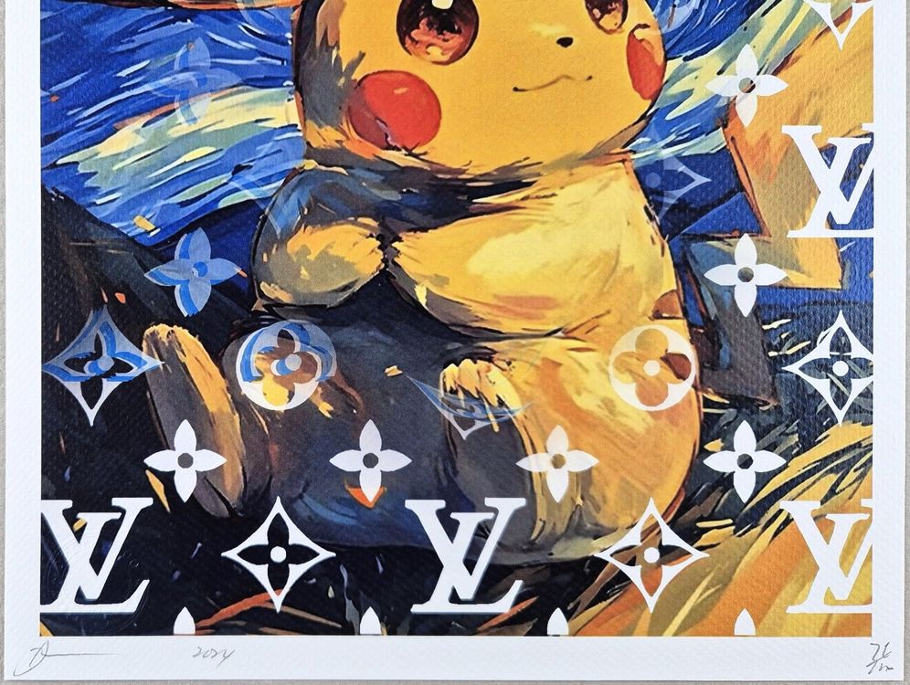 Death NYC Ltd Ed Pop Art Druck quot Vuitton Van Gogh Pikachu (Neu (gemäss