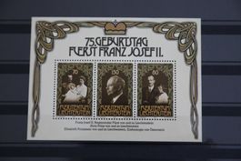 Sonderblock und FDC Liechtenstein 75. Geburtstag Franz Josef