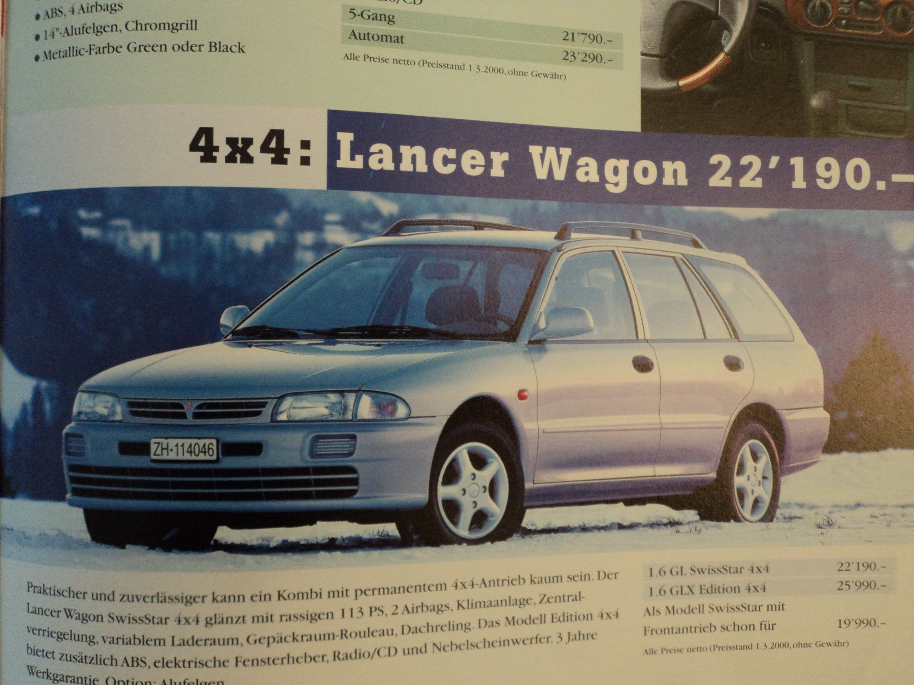 Mitsubishi Documenti: Prospekt Mitsubishi News 2000 mit Lancer Evolution , Pajero – Usato da Schwarzenburg venduto da modelCARama 8