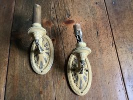 Antike Wandlampen, Vintage Wandleuchten Paar, Gelblich