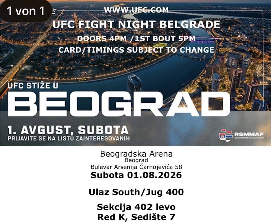 Tickets: UFC BELGRADE 2 TICKETS – Neu und originalverpackt aus Stein AG von SenadSerif 2