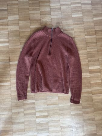 Strickpullover Troyer terracotta – Grösse M – Half-Zip