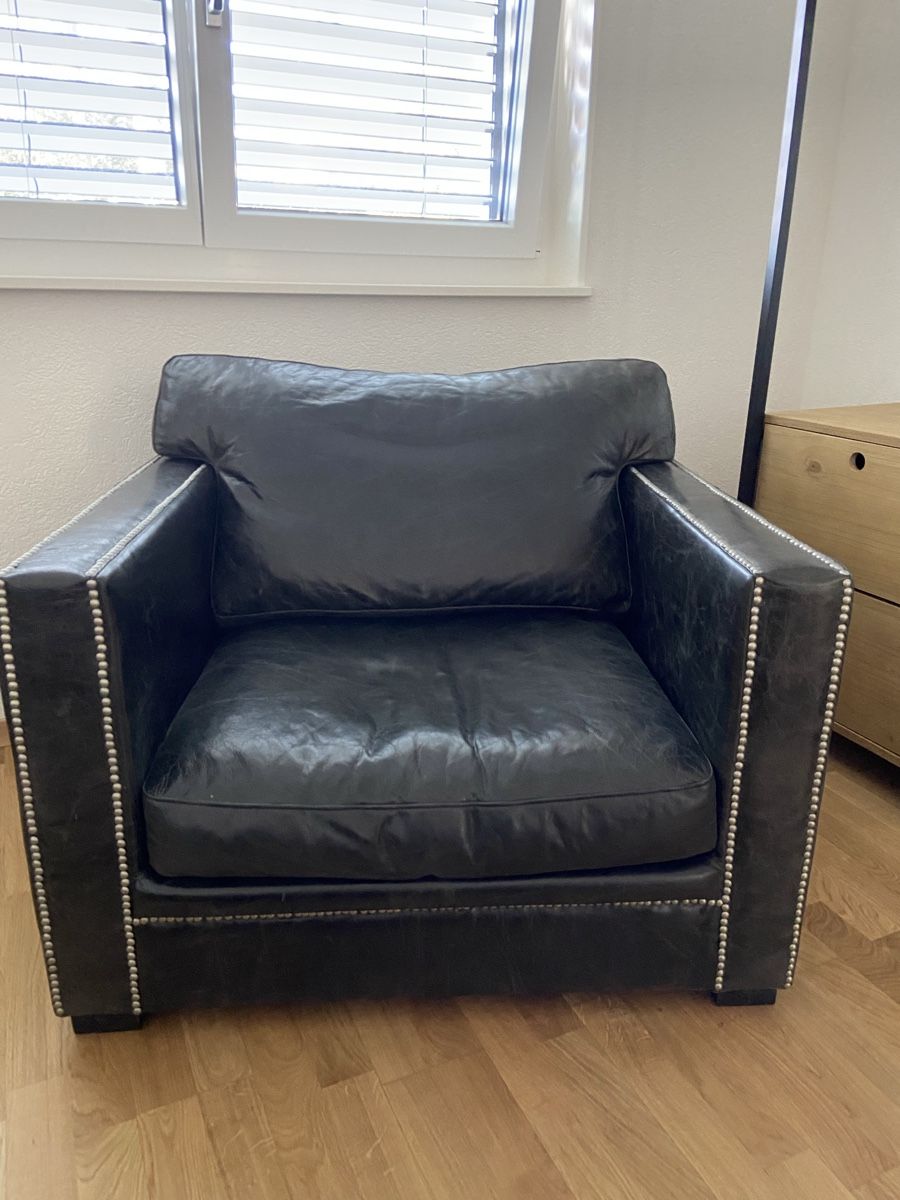 Maisons du monde Poltrone: Black Leather Dandy Armchair – Usato da Lutry venduto da jul_j2lg 1