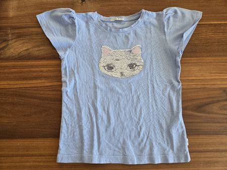 Mädchen T-Shirt Katze Wende-Pailletten Gr. 104/110 