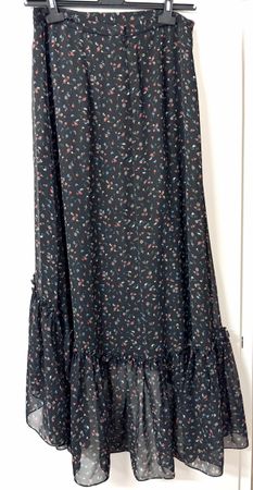 Jupe Mikael Aghal noire à fleurs, taille 10