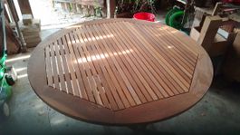 Gartenmöbel Teak Holz mit Schutzhülle rund