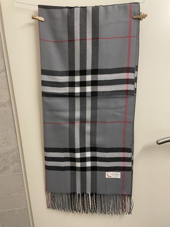 Stylish Cashmere Blend Scarf, Grey Plaid XXL-