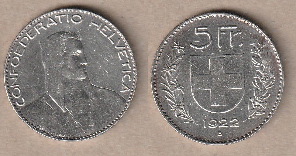 Tutti le monete: Grosser Fünfliber 1922 – Usato da Allschwil venduto da Coinfreak