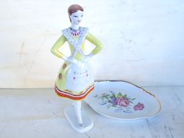 Hollohaza Porzellan Ungarn Figur Schale Vintage Mid Century
