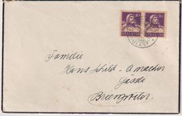 Briefcouvert 9 VIII 33 mit Tellpaar 10+++