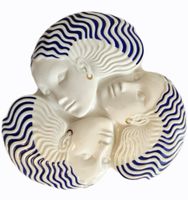 Decorazione da muro in ceramica, tre volti-orecchini 18 ct✨️