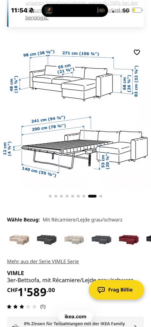 Ikea Divani: IKEA VIMLE 3er Bettsofa mit Récamiere und Stauraum – Usato da Basel venduto da eri_85t9 4