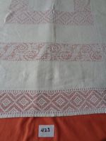 Tischdecke Halbleine Farbe weiss mit Einlagen - Vintage