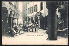 Lugano, Via Pessina, Strassenansicht mit