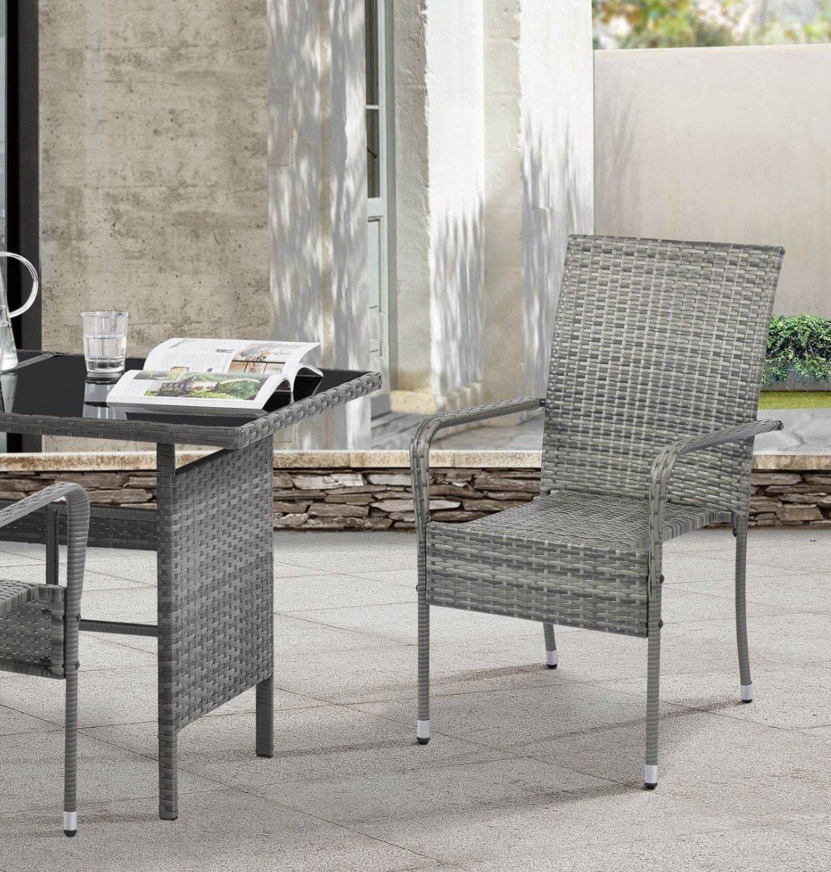 Sedie: Polyrattan Gartenstühle Yoro 4er Set Grau - Gratis Versand – Nuovo e nell'imballaggio originale da Kleinwangen venduto da meinwarenkorb.ch 1