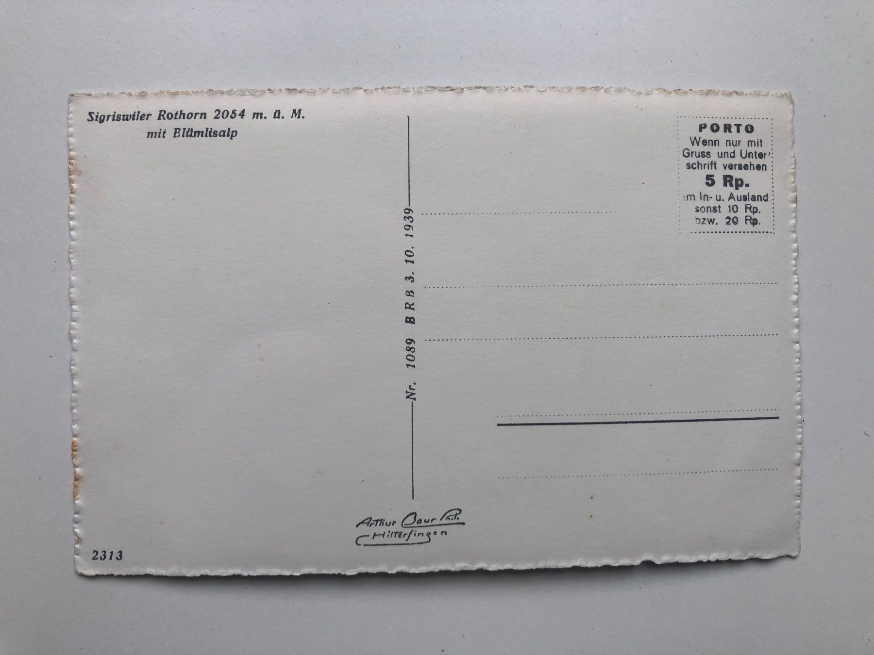 Cartoline postali: Sigriswiler Rothorn mit Blümlisalp – Usato da Neuchâtel venduto da Atahuallpa 1