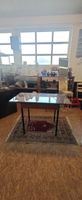 Bürotisch, klein mit Glasplatte, Vintage. (nov708)