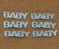 10 appliques satin BABY Bleu 3.2cm