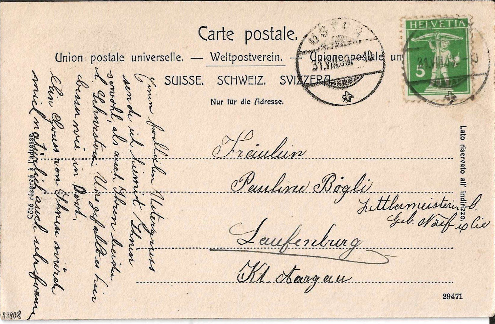 Cartes postales: Karte Uster 1908 – D'occasion à Zürich par Philacat11 1