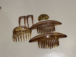 Haarschmuck Set 5-teilig mit Beutel braun gemustert