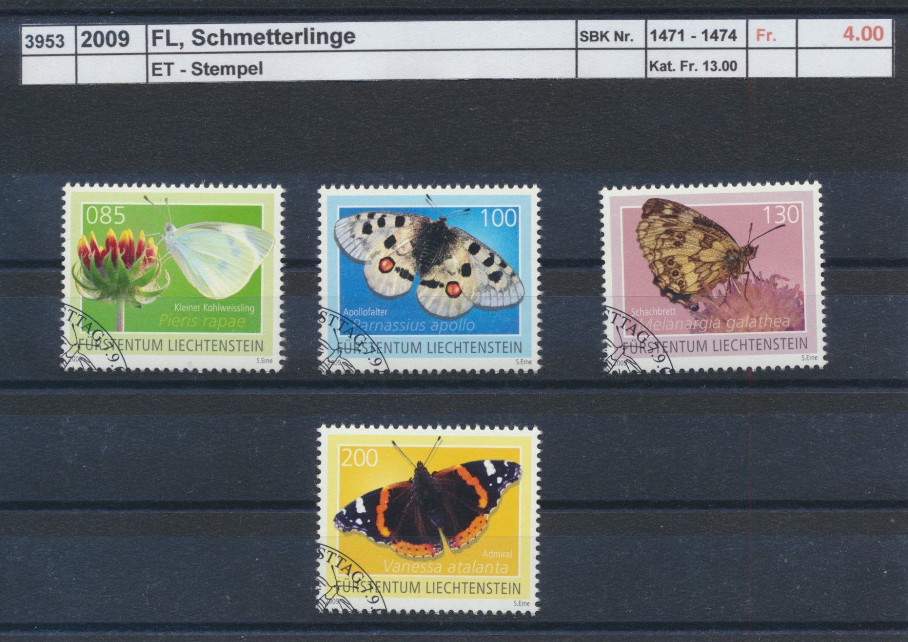 Alle Briefmarken: 2009 FL, "Schmetterlinge", ET - Stempel – Gebraucht aus Winterthur von Zupogeru