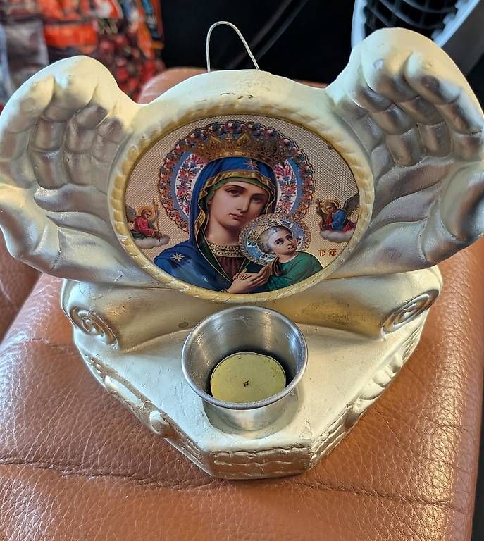 Portacandele: Religiöser Kerzenhalter Madonna mit Kind – Usato da Ascona venduto da ArtRomantica 2