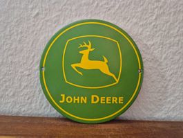 Emailschild John Deere Traktor Werkstatt Logo Emaille Schild