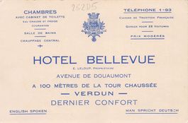 Hotel Bellevue, Verdun, publicité, Werbekarte, Circuit Forts