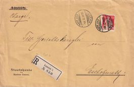 R-Brief von Luzern nach Escholzmatt LU 1912