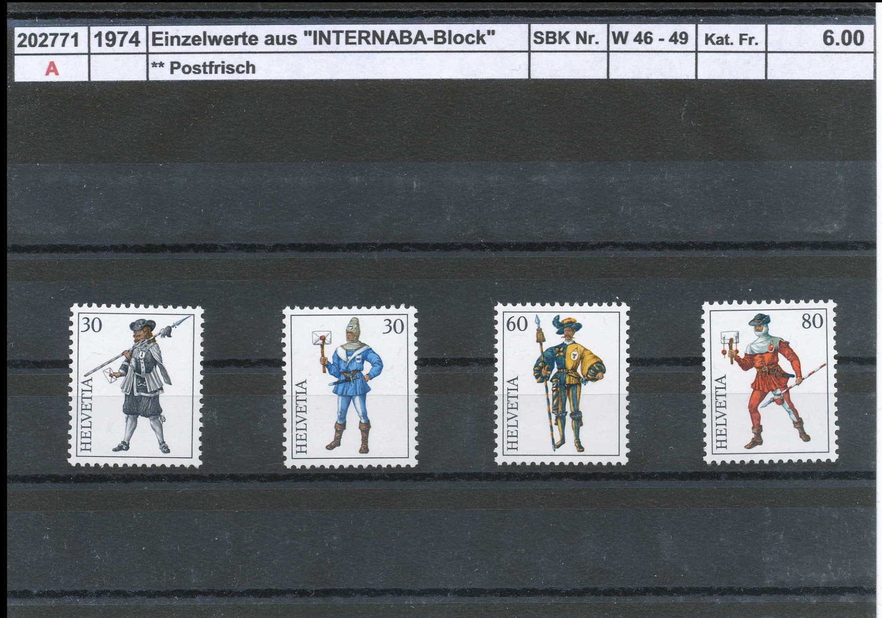 Alle Briefmarken: 1974 Einzelwerte aus "INTERNABA - Block", ** postfrisch – Neu (gemäss Beschreibung) aus Winterthur von Zupogeru