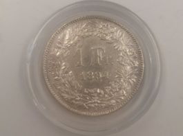 (1973) Schweiz 1 Franken 1894, Superstück, stgl, in Dose