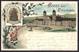 Litho Einsiedeln, Gnaden-Mutter, Mönche