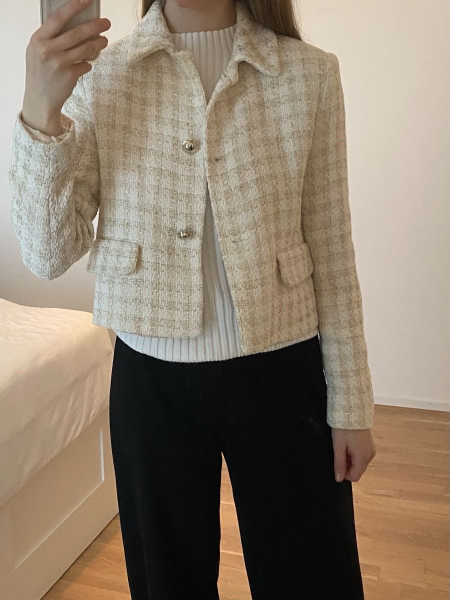 Zara Giacche: Zara elegante Übergangsjacke beige kariert – Usato da St. Gallen venduto da delideja01 2