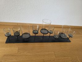 Kerzenständer für 7 Kerzen, Glas, Metall