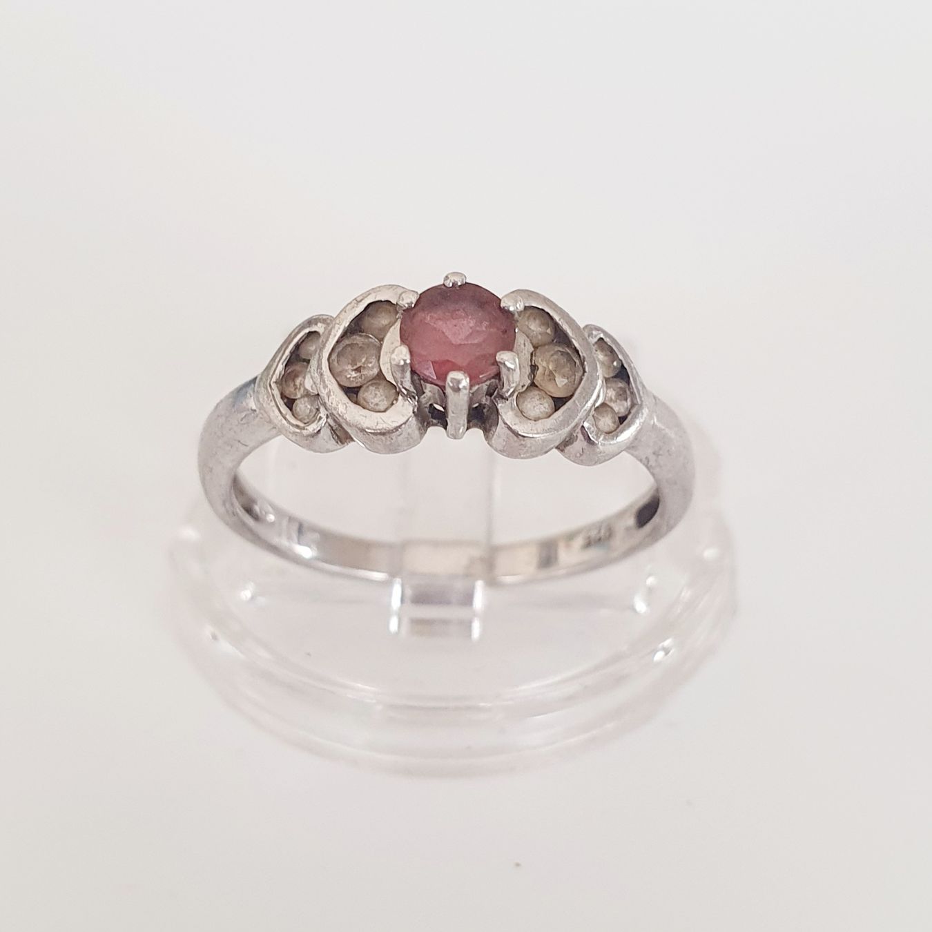 Anelli: Silberring 925 mit pinkem Stein, Grösse 17.4 mm, – Usato da Kreuzlingen venduto da Wunderkiste123