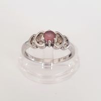 Silberring 925 mit pinkem Stein, Grösse 17.4 mm,
