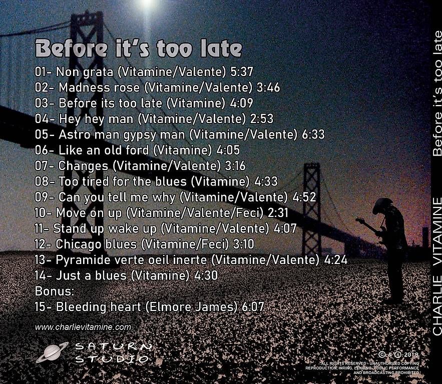 CD: CD Charlie Vitamine: ''Before it's too late'', new – Nuovo e nell'imballaggio originale da Goumoens-la-Ville venduto da Vitamine 1
