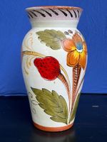 Grand vase en céramique ancien avec décoration florale 70’s