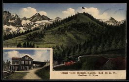 AK Hörnli-Kulm, Panorama mit Berggasthaus, Bes. E. Wyss