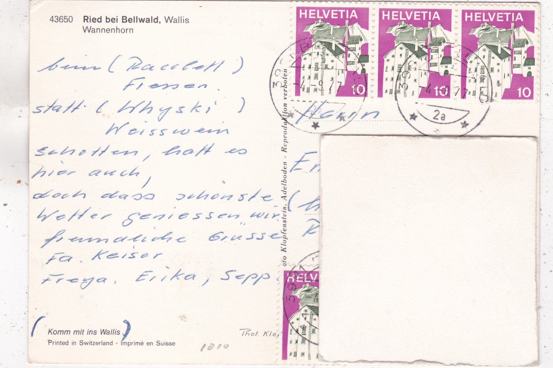 Cartes postales: Ried bei Bellwald 1977 – D'occasion à Herisau par Lisegrat2008 1