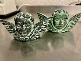 2 Engel Figuren Shabby Chic Vintage Look Holz ,Dekoration