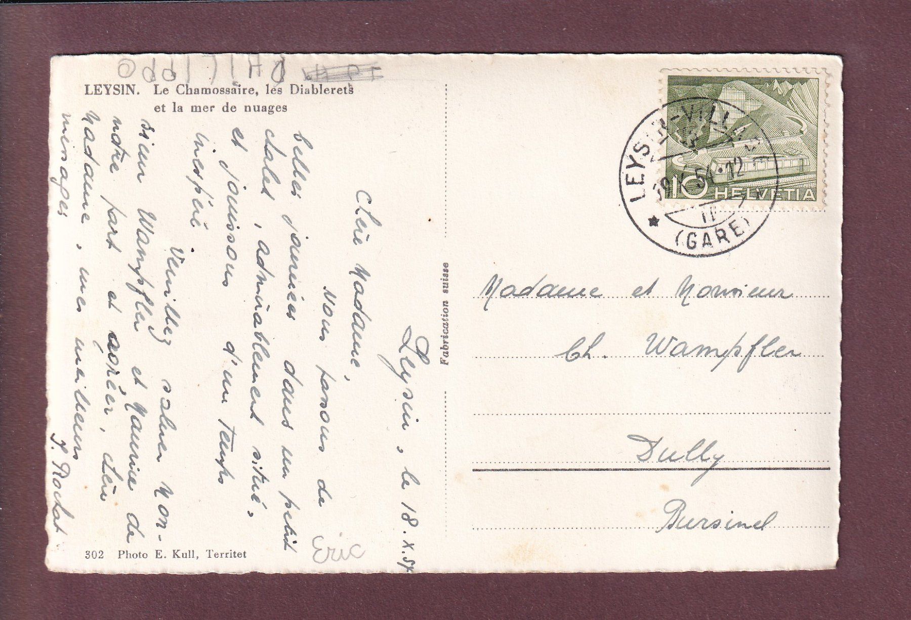 Cartes postales: LEYSIN - Chamossaire - 1954 – D'occasion à Pully par nicecards 1