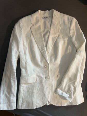 Globus Leinen Blazer Jacke Weiss, Grösse 38 / 36 M S