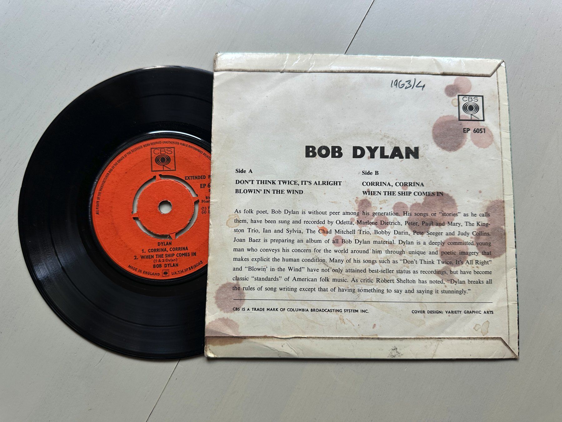 Dischi in vinile: BOB DYLAN rare EP Single Don't think twice blowing in the – Usato da Basel venduto da Partridge 1